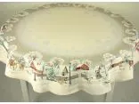 Obrus gobelinowy świąteczny śr. 140 cm święta chatki, jeleń, sarenka zimą nr sw 287 SlodkieSny okrągły